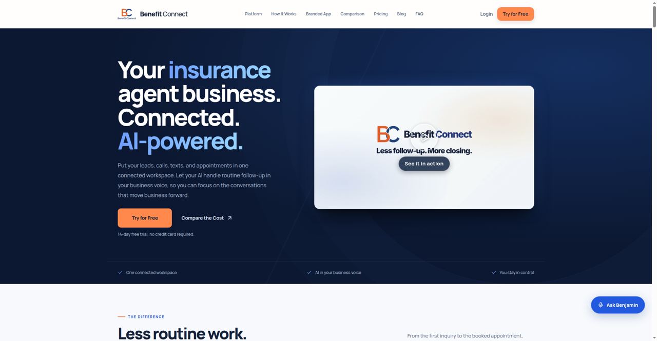Screenshot of the Benefit Connect build