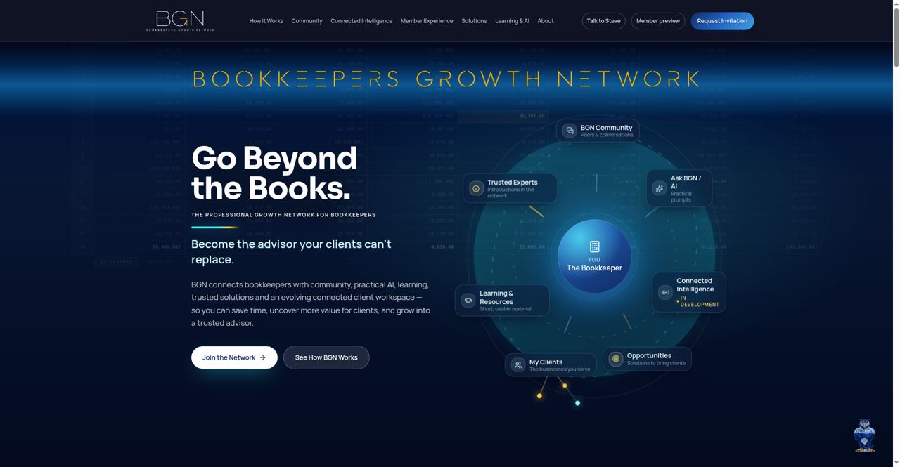 Screenshot of the Bookkeepers Growth Network build