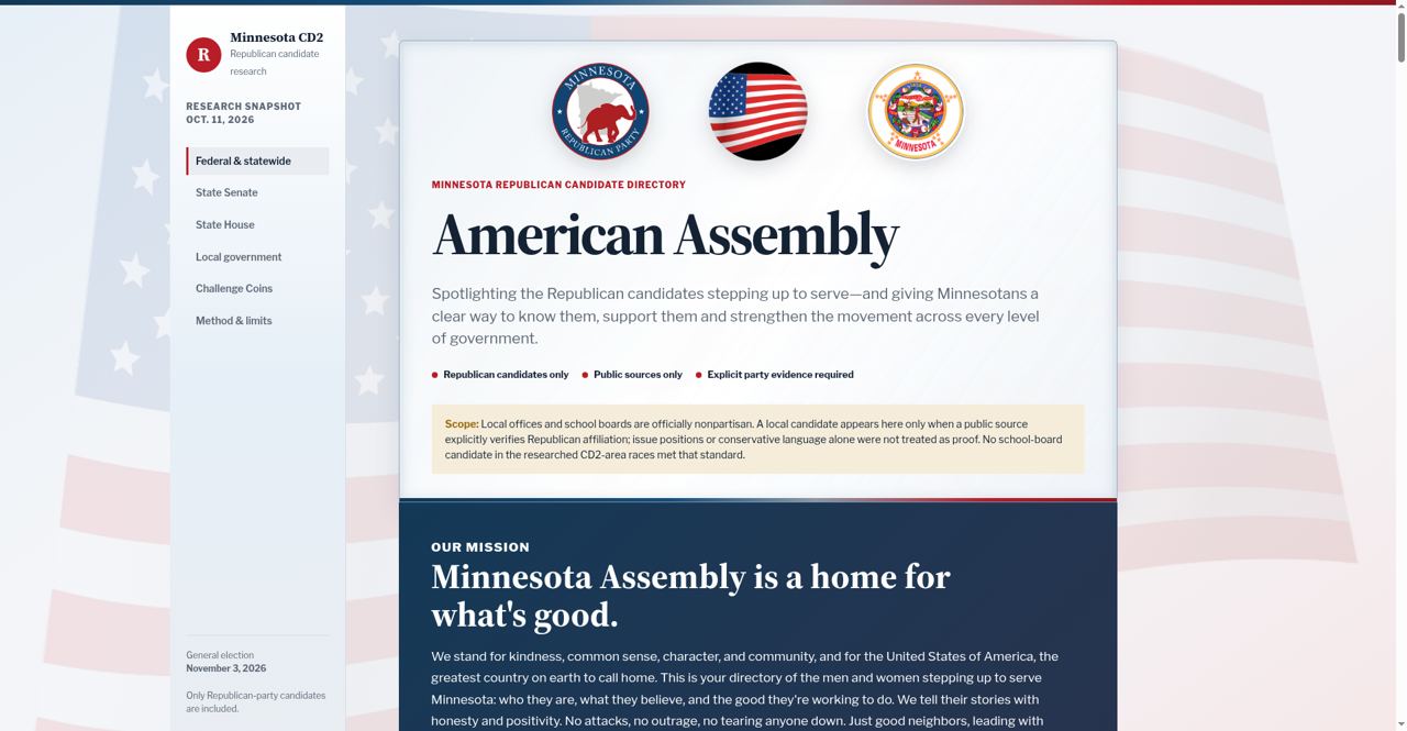 Screenshot of the Minnesota Assembly build