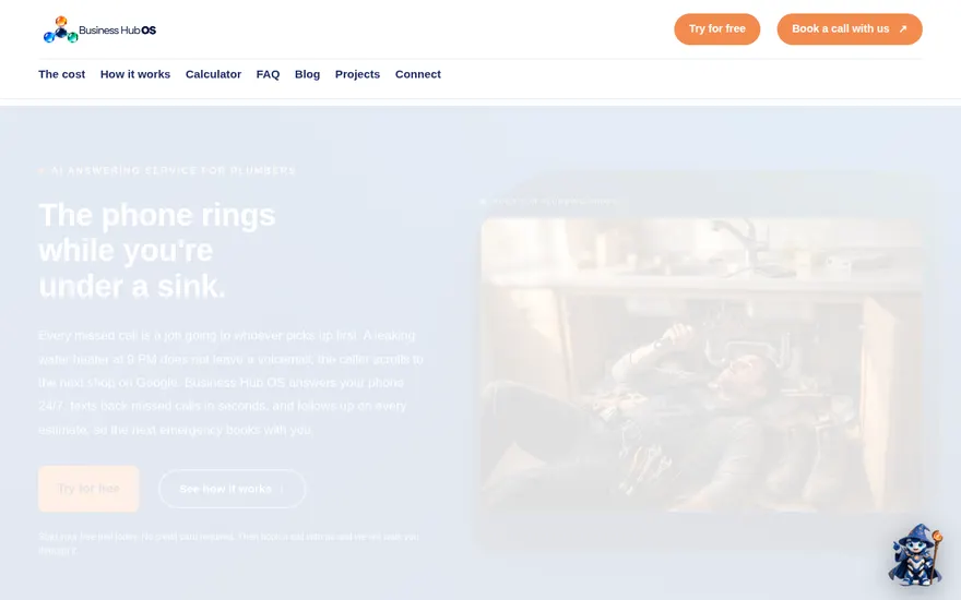 Business Hub OS for Plumbers page on businesshubos.com