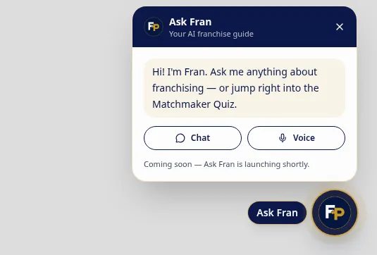 The Ask Fran panel on the live quiz, showing its launching shortly message