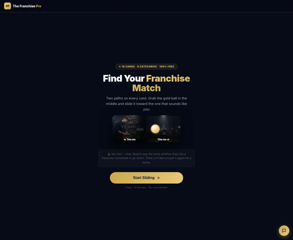 The Franchise Matchmaker quiz, live on thefranchisepro.com