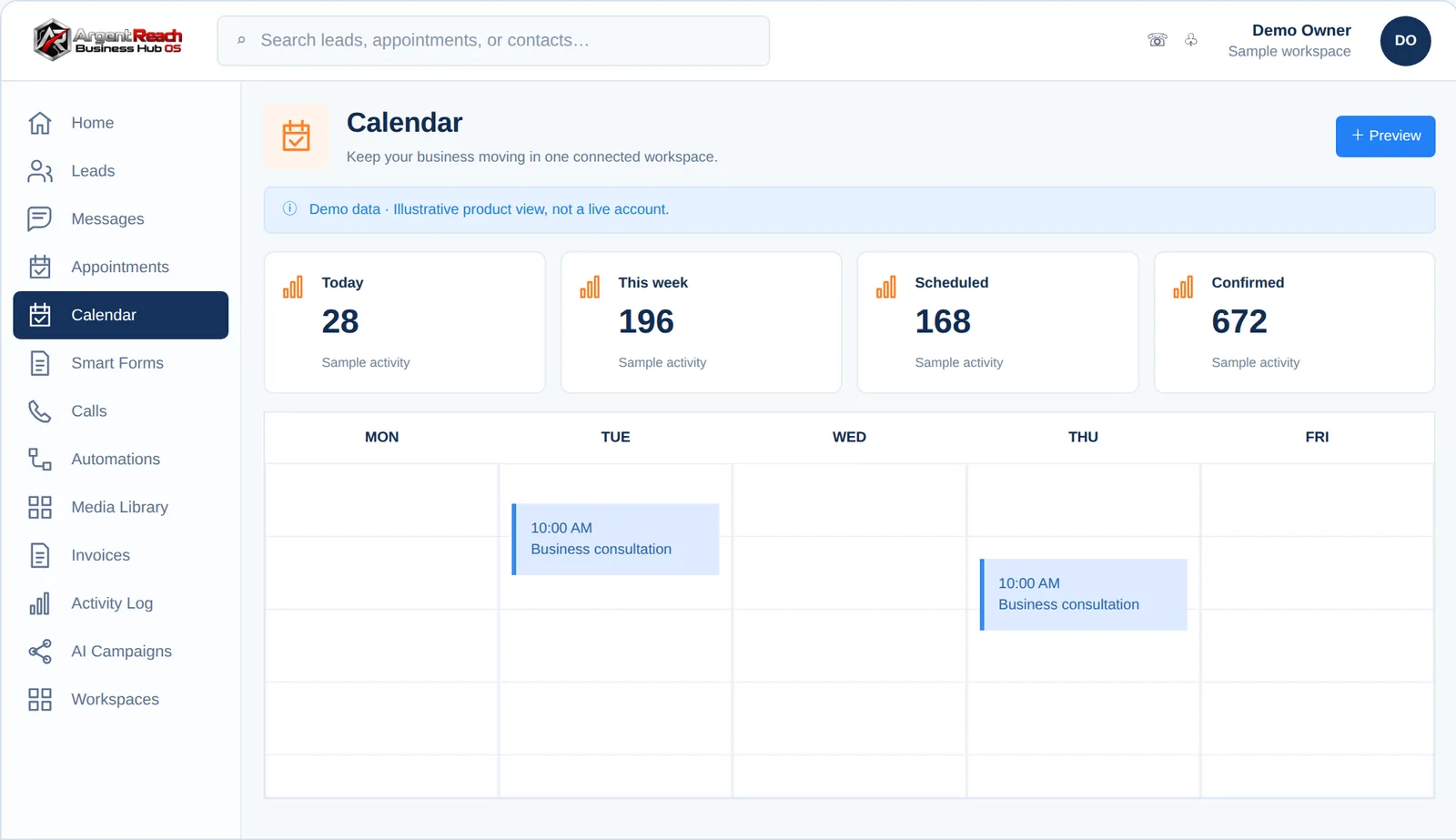 Argent Reach Mission Control &middot; Team Calendar view